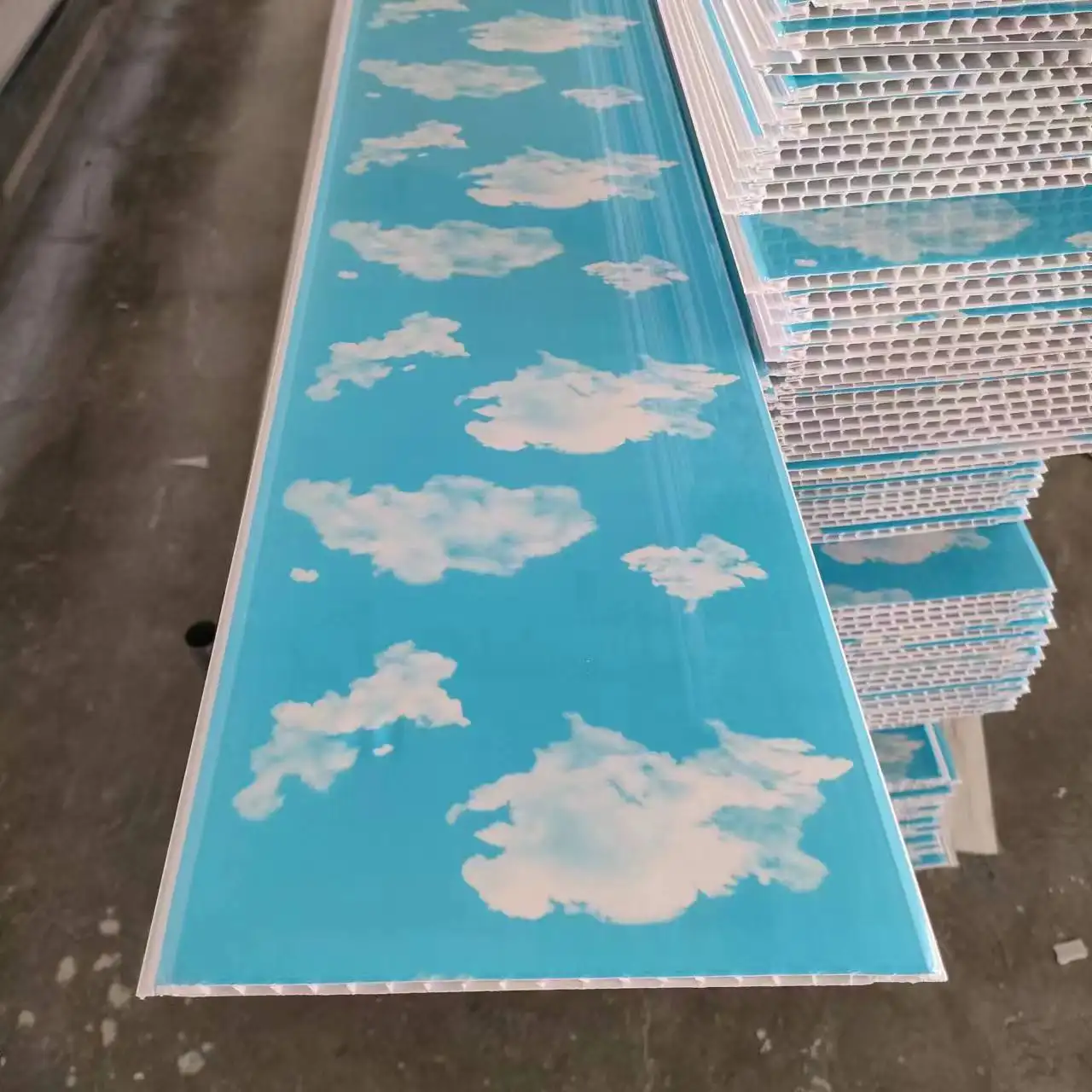 Factory Direct Price hot stamping blue sky and white clouds color Mould-proof Waterproof Decoration Pvc Ceil Panels