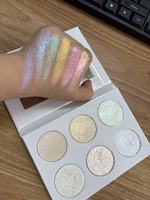 Vente en gros surligneurs à haute pigmentation de 36mm palette de surligneurs holograghiques 6 couleurs surligneur pour le visage duochrome maquillage