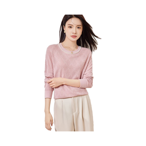 Áo len nữ cao cấp chất liệu 3.4% tơ tằm 33% len, kiểu dáng thời trang đính hạt, tay dài, phong cách giản dị, đính ngọc trai. - Product Image 2