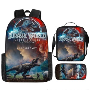 Jurassic World <b>Backpack</b> Set 15 Inch Printing School Education Junior High <b>Students</b> Unisex Lightweight - Product Image 1