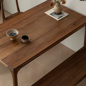 Listo para Enviar, Muebles de Restaurante Nórdicos Modernos de <span class=keywords><strong>Segunda</strong></span> <span class=keywords><strong>Mano</strong></span> a Precio Económico, Juego de <span class=keywords><strong>Mesa</strong></span> de <span class=keywords><strong>Comedor</strong></span> de <span class=keywords><strong>Madera</strong></span> <span class=keywords><strong>Maciza</strong></span> de Nogal con Sillas - Product Image 3