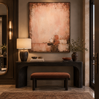 Peinture abstraite sur toile en terre cuite, géométrique, texturée, minimaliste, pour la décoration de hôtels de luxe, villas et salons.