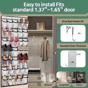 35 Pocket Over The Door <b>Shoe</b> Organizer Reusable Mesh Bag For Men Women Sneakers Storage Behind Door Wall Mount <b>Hook</b> Type White - Product Image 4