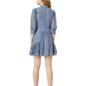XIUYU a duré personnalisé mini robe en dentelle à volants floraux bleu ciel - Product Image 4