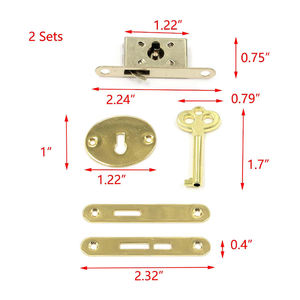 <span class=keywords><strong>Serrure</strong></span> <span class=keywords><strong>de</strong></span> tiroir classique plaquée or avec clé pour boîte cadeau <span class=keywords><strong>de</strong></span> luxe et décoration intérieure - Product Image 3