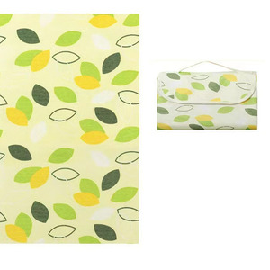 <b>Foldable</b> Outdoor Picnic Mat With Leaf Pattern Yellow Green Rectangle Portable <b>Beach</b> Mat For 1-2 Person Camping Use - Product Image 1