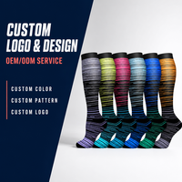 Chaussettes de compression graduée CMAX avec logo personnalisé pour femmes et hommes, 20-30 mmHg, chaussettes mi-hautes, pour voyages, randonnée, course à pied