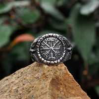 Viking Souvenir Acier Inoxydable Viking Anneau Hommes Norse Amulette VIking Bijoux