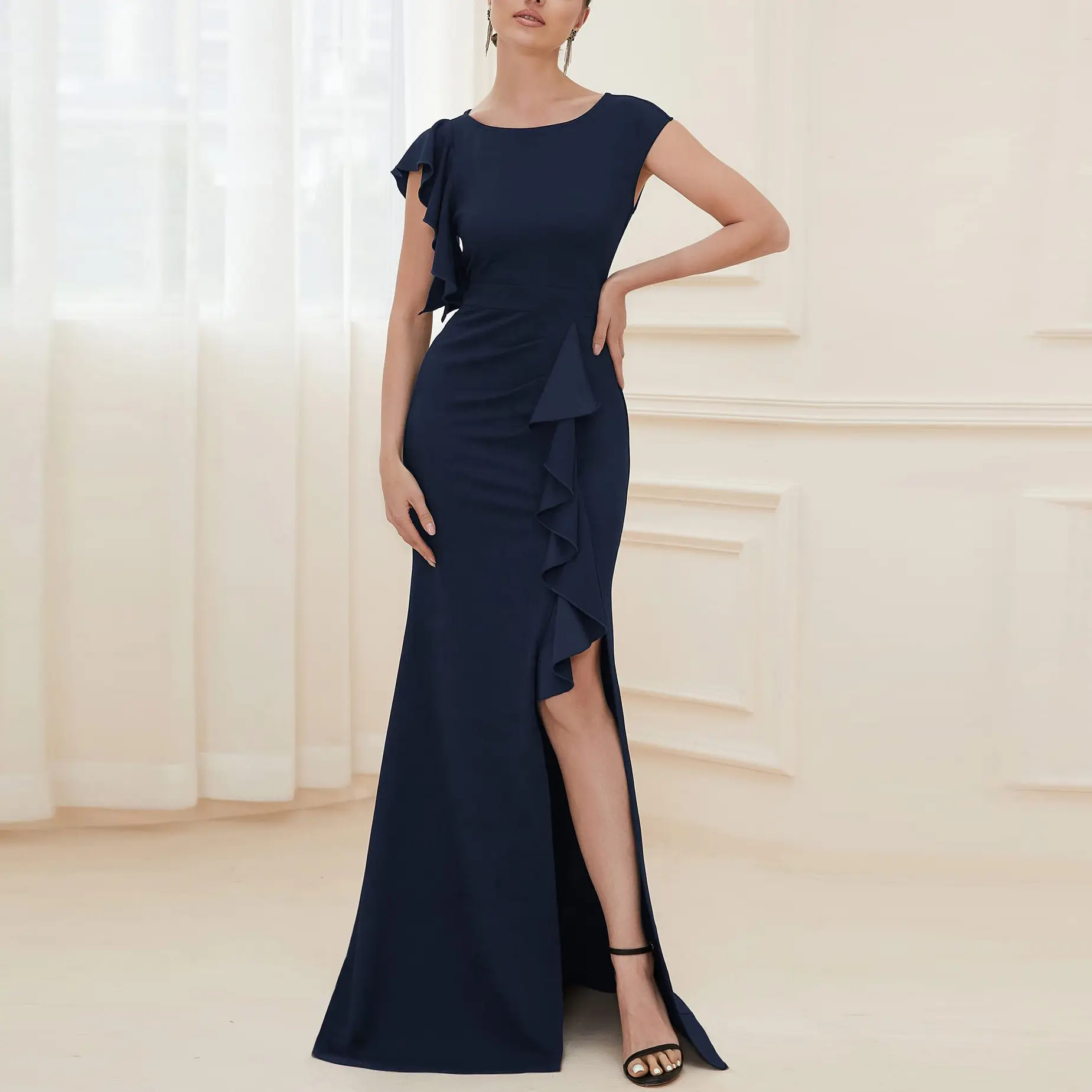 Vestido formal feminino, vestido longo para mulheres, vestido de noite formal de alta qualidade com fenda