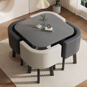 Table à manger carrée moderne <span class=keywords><strong>en</strong></span> <span class=keywords><strong>bois</strong></span> <span class=keywords><strong>massif</strong></span> assemblée avec 4 chaises - Product Image 5