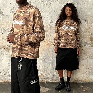 Custom Camouflage Waffle Embroidery Screen Printing Long Sleeve Streetwear Digital Printed <b>Thermal</b> Long Sleeve Shirt for Men - Product Image 1