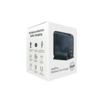 Chargeur de voyage de bureau GaN 200W à 6 ports avec ports Type-C et USB pour iPhone/16/15/14, MacBook, ordinateur portable et appareil photo