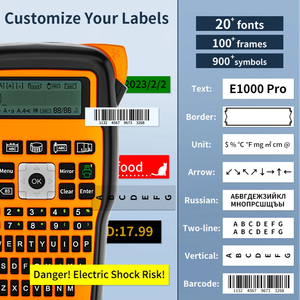 E1000 PRO, принтер для клейких наклеек, портативный ленточный принтер, Поддержка 6-12 мм, лента для этикеток, производитель кабелей для кабелей/хранения - Product Image 5