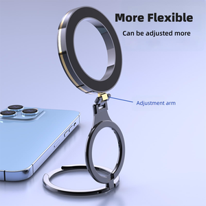 แหวนจับโทรศัพท์แบบพับได้ 360 องศา คุณภาพสูง ผลิตจากโลหะผสม พร้อมที่จับแม่เหล็กสองหัว ใช้เป็นขาตั้งโทรศัพท์ได้ - Product Image 4
