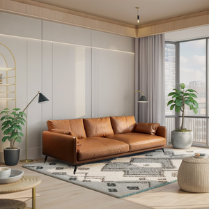 Sofá Moderno <span class=keywords><strong>de</strong></span> 3 Plazas <span class=keywords><strong>de</strong></span> Cuero, Sofá Tapizado Suave <span class=keywords><strong>con</strong></span> Cojines Cómodos, Sofá <span class=keywords><strong>de</strong></span> Cuero Sintético para Dormitorios y Sala <span class=keywords><strong>de</strong></span> Estar - Product Image 4