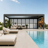 Pergola bioclimatique en aluminium motorisée, couverture de patio extérieure de luxe pour jardin, cour arrière, projets personnalisés