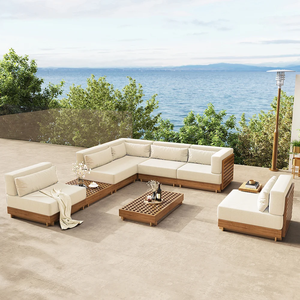 Ensemble de mobilier de jardin en teck personnalisable pour l'extérieur, résistant à l'eau, avec table basse - Product Image 2