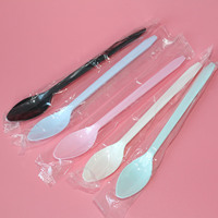 Cuillère en plastique jetable colorée de 19 cm de long pour la crème glacée, le pudding, le dessert, la cuisine