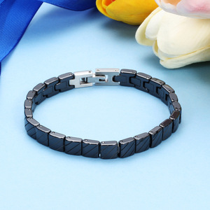 Ceramic <b>Bracelet</b> 7Mm White And Black Geometric Link <b>Adjustable</b> For Women Gift Jewelry - Product Image 2
