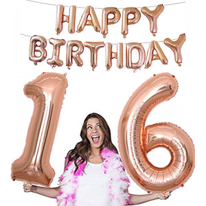 Actory-Juego de globos de feliz cumpleaños, de feliz cumpleaños decoración de fiesta, letras y números, película de aluminio de látex - Product Image 1