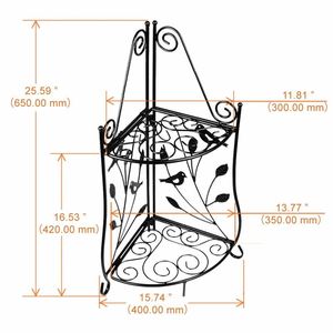Outdoor indoor Metal Corner Plant Stand <span class=keywords><strong>2</strong></span> tier flower pot shelf - Product Image 4