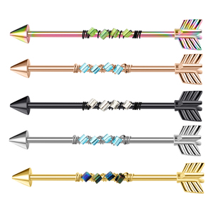 Mezclar colores Barbell Industrial pendientes <span class=keywords><strong>flecha</strong></span> Acero quirúrgico 14G <span class=keywords><strong>Tragus</strong></span> Helix cartílago Piercing del cuerpo de la joyería para hombres mujeres de 30pcs - Product Image 1