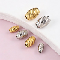 Perles intercalaires ovales en acier inoxydable doré brillant découpées au laser, à trou traversant, de 3/4/5 mm, pour la fabrication de bijoux DIY (bracelets, colliers)