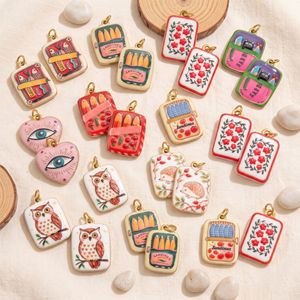Manna Playful Fantasy Art Dijes de Acero Inoxidable con Esmalte de Pintura al Óleo Vívida, con motivos de Flor, Corazón, Ojo y Lata de Sardinas, <span class=keywords><strong>para</strong></span> Fabricantes de Joyas - Product Image 3