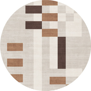 EIFFEL HOME Tapis rond rayé de couleur unie en fibre de polyester imperméable et anti-taches pour salon, chambre à coucher, bureau - Product Image 2