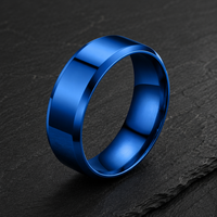 Edelstahl Spiegelpolierter Ring Hochglänzend Breiter Bandring Regenbogen Schillernd Gold Schwarz Blau Reflektierend Unisex Minimalistischer Schmuck