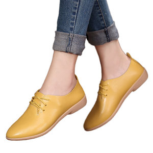 Zapatos Planos Ligeros de Mujer Estilo Coreano Primavera 2026, Transpirables, para Enfermeras y Mamás, Zapatillas Casuales Blancas de Piel Vacuna con Cordones - Product Image 1