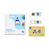 Ensemble cadeau de sécurité 3 en 1 avec logo personnalisé, portefeuille, sac à main, blocage de données RFID sans contact, blocage de webcam, gadgets technologiques