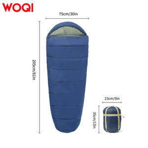Saco de dormir Woqi Mummy de 205 cm, azul oscuro, nailon ligero y transpirable, 3 estaciones, para adultos, camping y senderismo. - Product Image 1