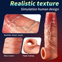 Manchon pénien réaliste en silicone liquide, godemiché, extenseur creux portable, préservatif pour retarder l'éjaculation, sextoys masculins