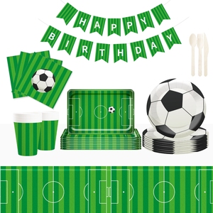 DAMAI 2025 Nuevo Estilo Decoraciones para Fiestas de Fútbol, Juego de Platos de Papel para Fiesta de Cumpleaños, Incluye Plato, Vaso y Servilleta de Papel para Fiesta Deportiva de Niños - Product Image 1