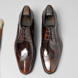 2026 Latest Summer Trendy Men's Cowhide Lace-up Pointed <b>Toe</b> Shoes Flat Sole Waterproof Lightweight for Business Casual Styles - Product Image 1