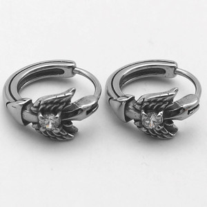 yunnique <b>Wings</b> Shape Titanium Steel Hoop <b>Earrings</b> With Diamond Prong Setting Daily Wear Jewelry - Product Image 1