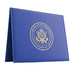 Großhandel Aktenbox mit Heißprägung, Blaue A4 Ledereinband-Schutzhülle für Abschluss- und Ehrenurkunden, Ausweiserfassung für Auslandsstudium - Product Image 2