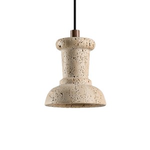 Luminaire suspendu en travertin jaune naturel, style vintage Wabi Sabi, chambre à coucher, salle à manger, comptoir de bar - Product Image 5