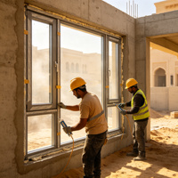 Fenêtre à battant en aluminium à rupture de pont thermique, résistante aux UV, double vitrage Low-E, isolation thermique pour projets de villas au Moyen-Orient