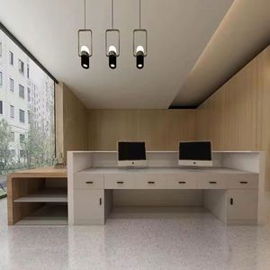 Bureau d'accueil moderne en marbre de l'entreprise, simple, peint, pour les hôtels - Product Image 2