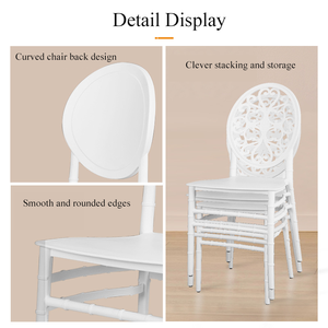 Chaise de banquet empilable en plastique durable à dossier haut pour les mariages en plein air, les événements, les fêtes, l'utilisation dans le salon - Product Image 4