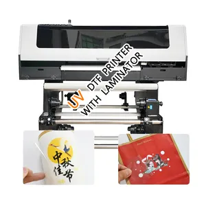 DISEN Transfer Uv Dtf A dan B Film Stiker Ab Set Gulungan Emas untuk Roll Lem Metalik 60Cm A1 Uv Dtf Printer I3200 Mesin Cetak