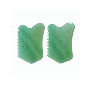Outils de massage facial en jade aventurine vert naturel, logo personnalisé, tolleur facial et thérapie gua sha - Product Image 2