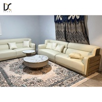 Canapé de Luxe Doré en Cuir Italien, Ensemble de Canapés Modernes pour Villa, Canapé Sectionnel de Luxe, Meubles de Salon