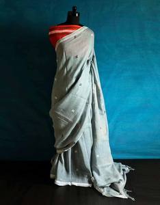 ผ้าลินินแท้สำหรับผู้หญิงชุดปาร์ตี้ผ้าเนื้อนุ่มพิมพ์ลายจากอินเดีย - Product Image 3