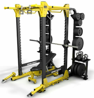 Rack de musculation commercial robuste avec rangement pour plaques, idéal pour l'entraînement en force en salle de sport