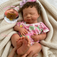 Poupée Reborn Adorable de 20 Pouces à Bouche Ouverte, Cheveux Implantés, Corps Entier en Silicone Réaliste, Endormie, PASCALE, Lavable, Cadeau pour Nouveau-né