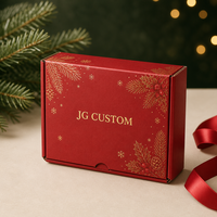 Boîte d'expédition pliable en carton ondulé kraft de luxe personnalisée rouge, verte et or avec estampage à chaud pour cadeaux de Noël