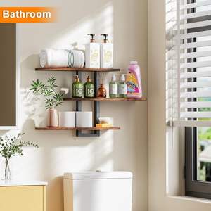 Étagères flottantes, étagères murales en bois à 3 niveaux pour la décoration murale, étagère flottante murale pour la chambre à coucher, le salon, la salle <span class=keywords><strong>de</strong></span> bain - Product Image 4